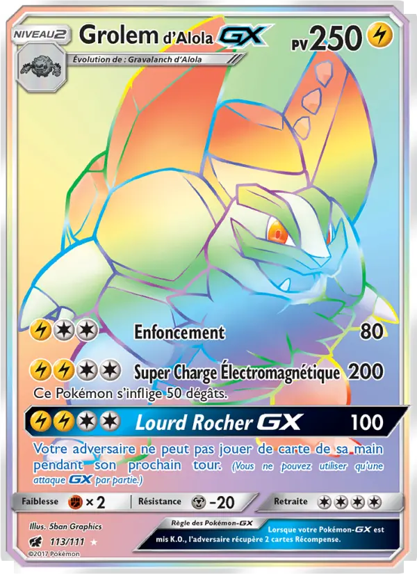 Grolem d’Alola GX — Carte Pokémon 113 Invasion Carmin