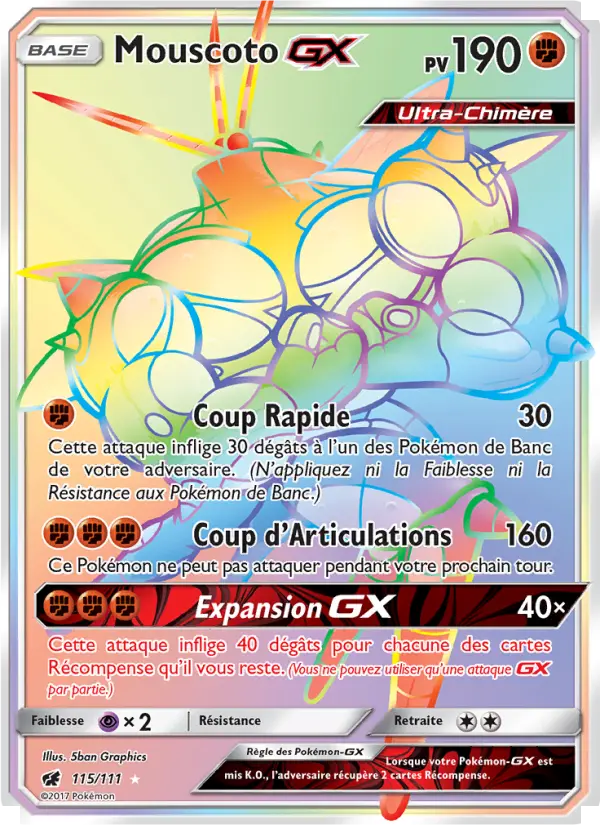 Mouscoto GX — Carte Pokémon 115 Invasion Carmin