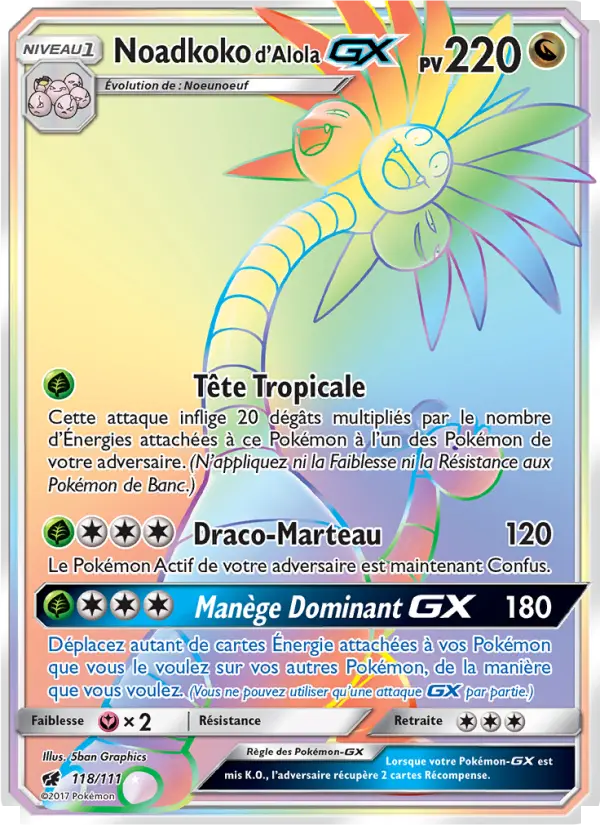 Noadkoko d’Alola GX — Carte Pokémon 118 Invasion Carmin