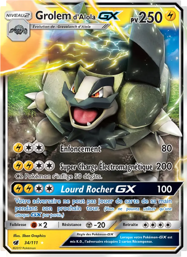 Grolem d’Alola GX — Carte Pokémon 34 Invasion Carmin