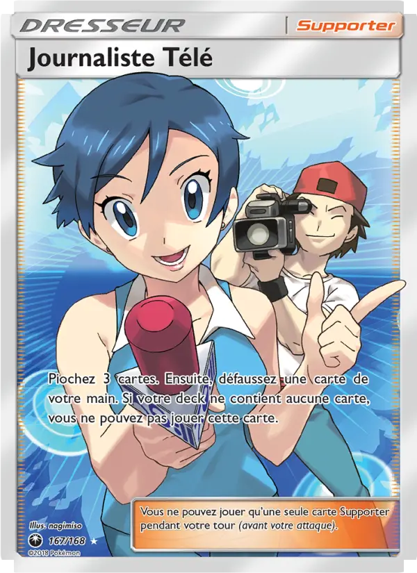 167/168 - Journaliste Télé — Carte Pokémon Tempête Céleste 167/168