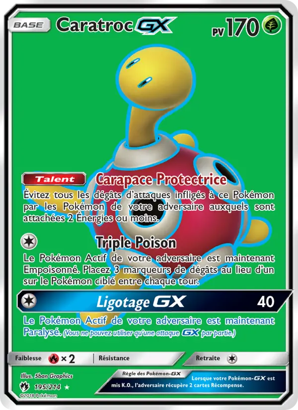 Caratroc GX — Carte Pokémon 195 Tonnerre Perdu