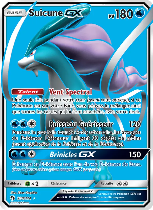 Suicune GX — Carte Pokémon 200 Tonnerre Perdu