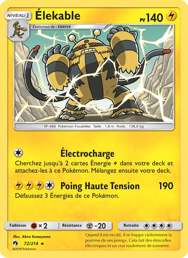 Élekable — Carte Pokémon 72 Tonnerre Perdu