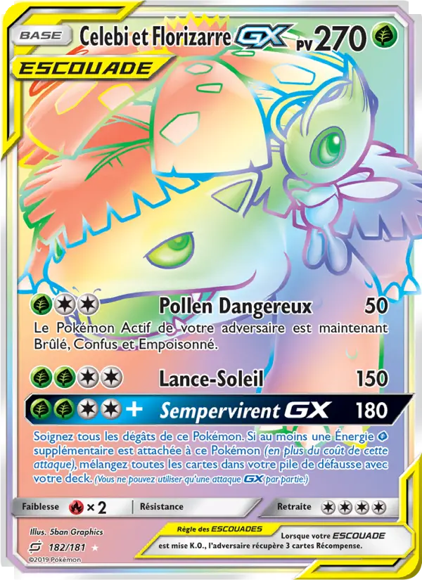 Celebi et Florizarre GX — Carte Pokémon 182 Duo de Choc