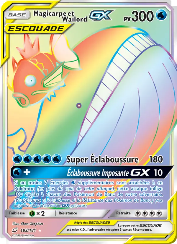 Magicarpe et Wailord GX — Carte Pokémon 183 Duo de Choc