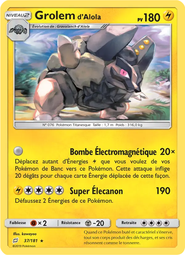 Grolem d’Alola — Carte Pokémon 37 Duo de Choc
