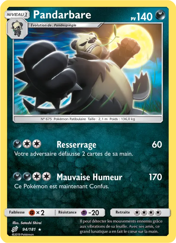 Pandarbare — Carte Pokémon 94 Duo de Choc