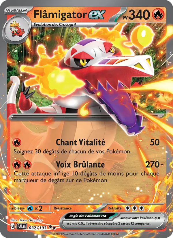 Flâmigator-ex — Carte Pokémon 037 Évolutions à Paldea