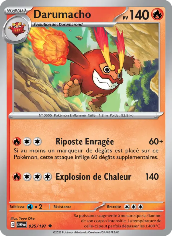 Darumacho — Carte Pokémon 035 Flammes Obsidiennes