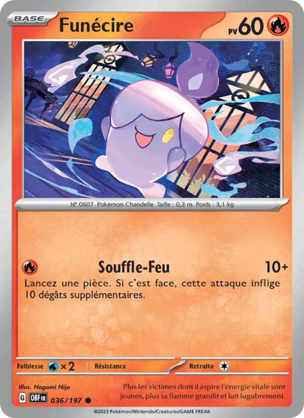 Funécire — Carte Pokémon 036 Flammes Obsidiennes