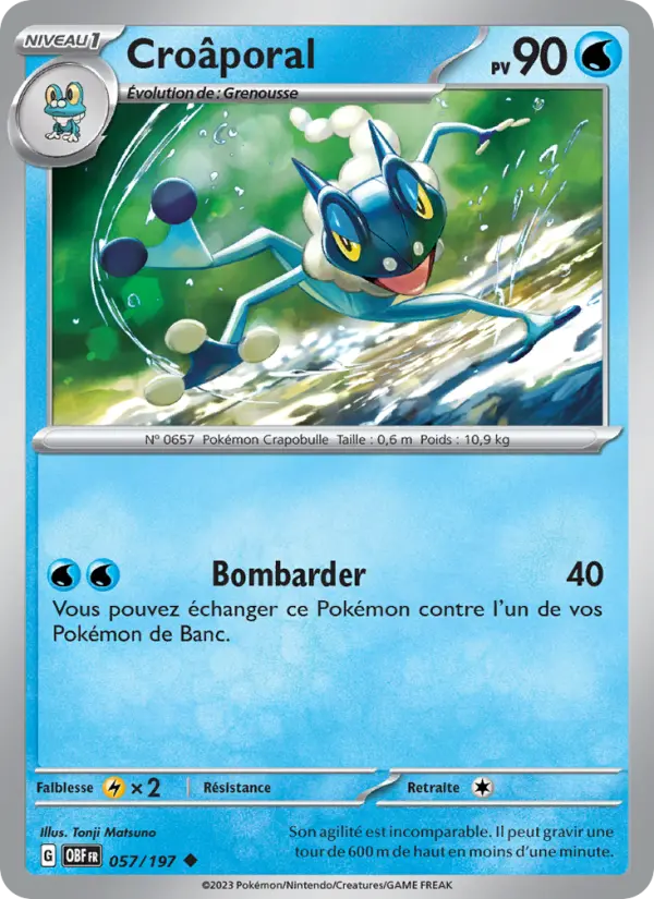 Croâporal — Carte Pokémon 057 Flammes Obsidiennes