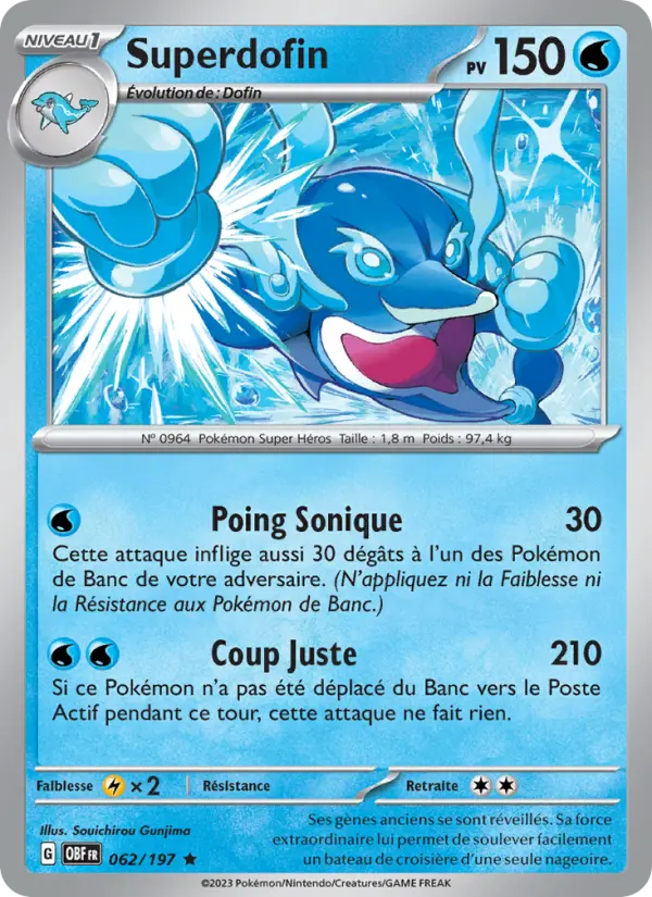 Superdofin — Carte Pokémon 062 Flammes Obsidiennes