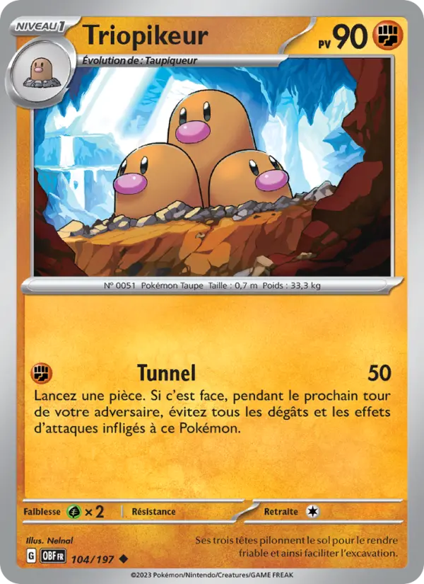 Triopikeur — Carte Pokémon 104 Flammes Obsidiennes