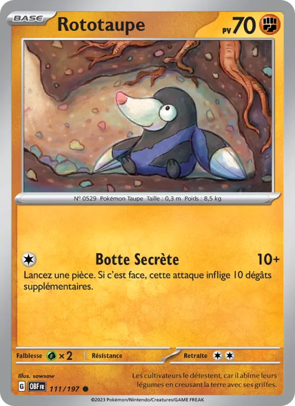 Rototaupe — Carte Pokémon 111 Flammes Obsidiennes