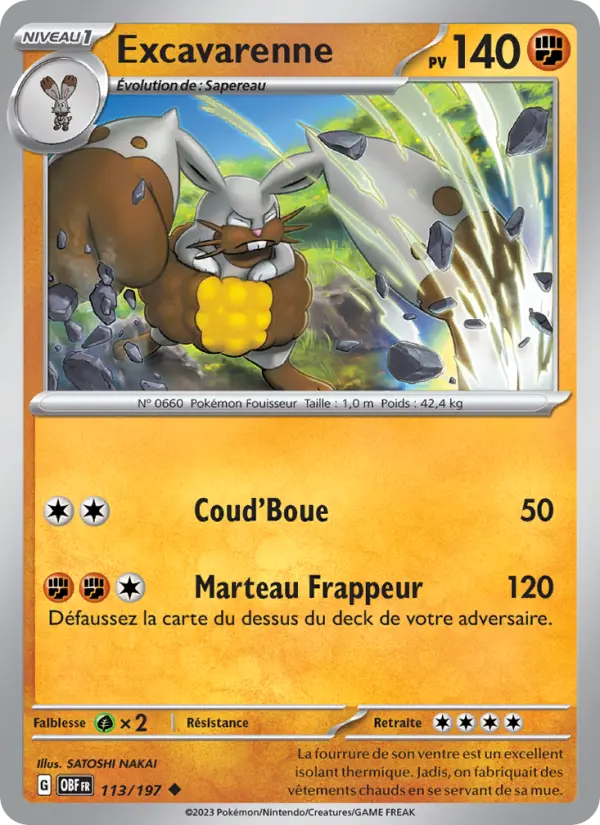 Excavarenne — Carte Pokémon 113 Flammes Obsidiennes