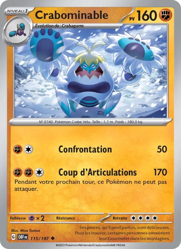 Crabominable — Carte Pokémon 115 Flammes Obsidiennes