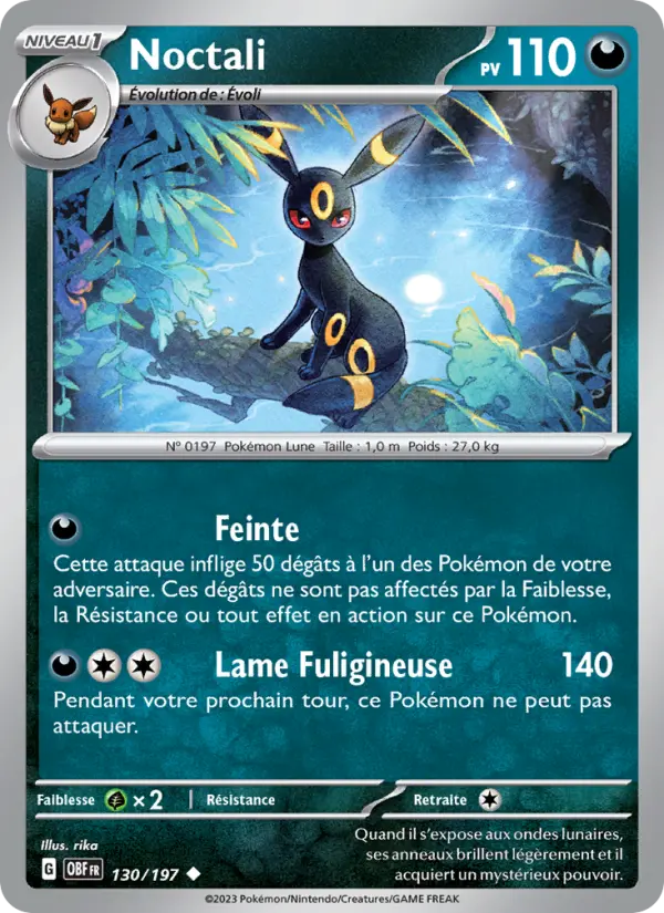 Noctali — Carte Pokémon 130 Flammes Obsidiennes