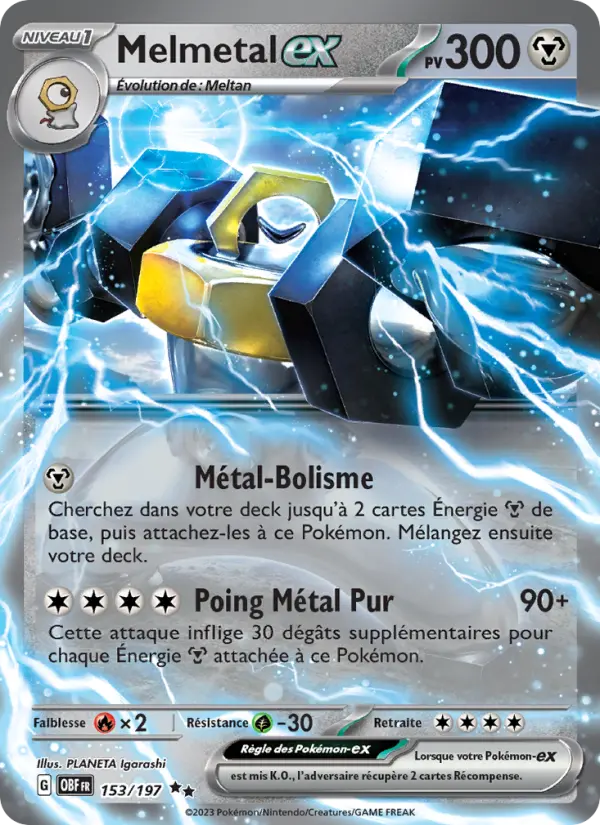 Melmetal-ex — Carte Pokémon 153 Flammes Obsidiennes