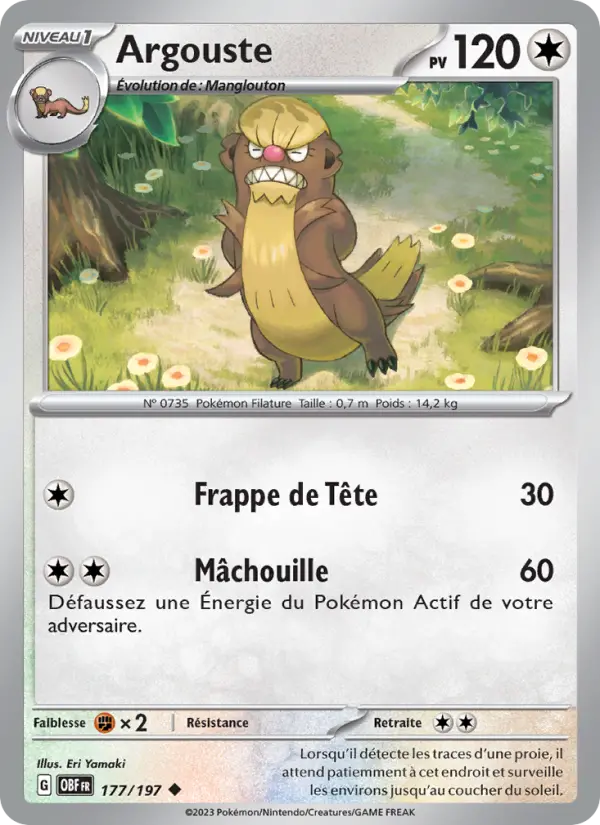 Argouste — Carte Pokémon 177 Flammes Obsidiennes