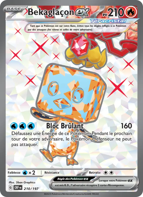 Bekaglaçon-ex — Carte Pokémon 210 Flammes Obsidiennes