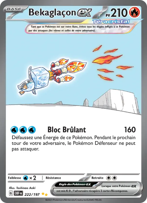 Bekaglaçon-ex — Carte Pokémon 222 Flammes Obsidiennes
