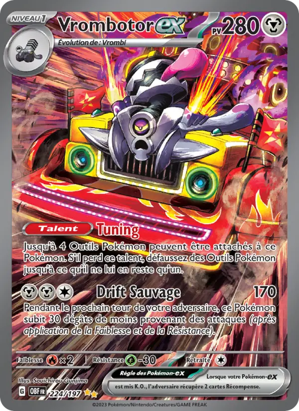 Vrombotor-ex — Carte Pokémon 224 Flammes Obsidiennes