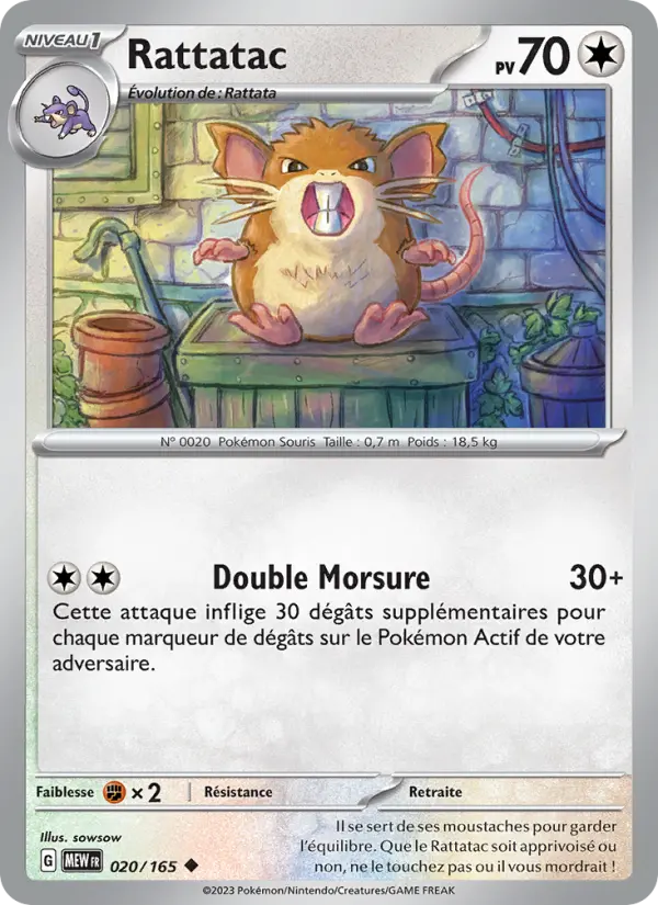 Rattatac — Carte Pokémon 020 151