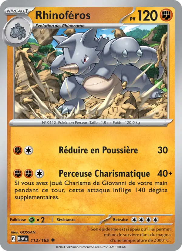 Rhinoféros — Carte Pokémon 112 151