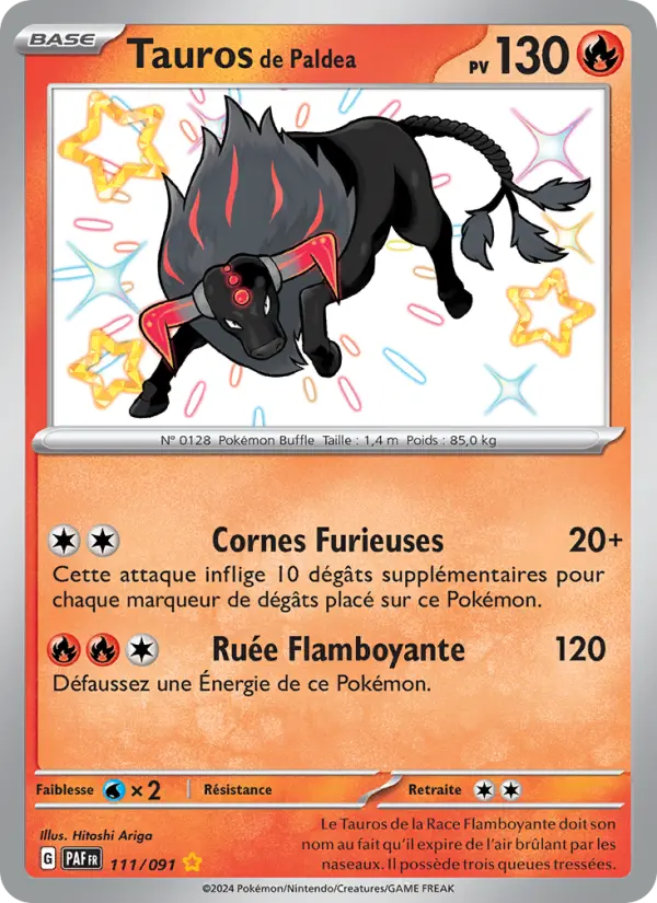 Tauros de Paldea — Carte Pokémon 111 Destinées de Paldea