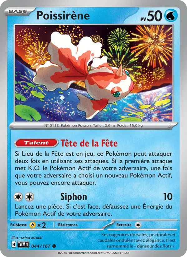 Poissirène — Carte Pokémon 044 Mascarade Crépusculaire