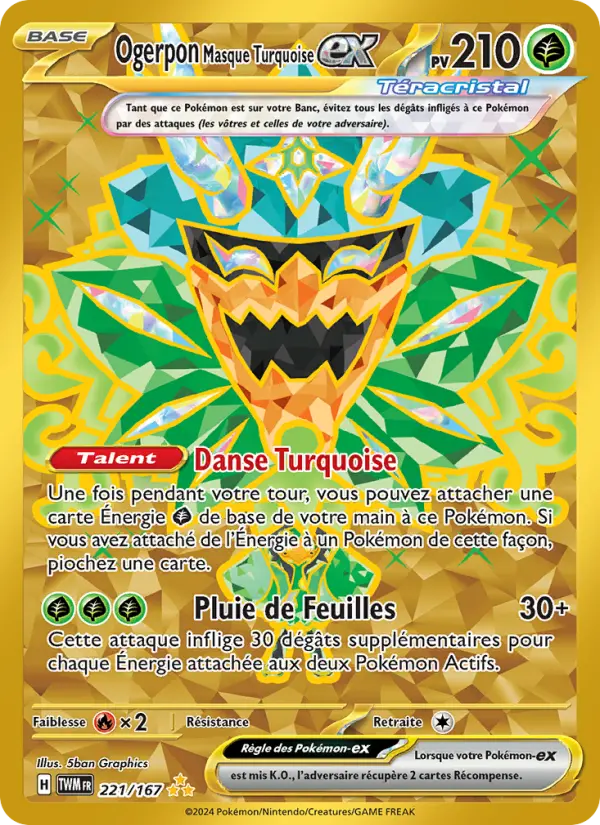 Ogerpon Masque Turquoise-ex — Carte Pokémon 221 Mascarade Crépusculaire