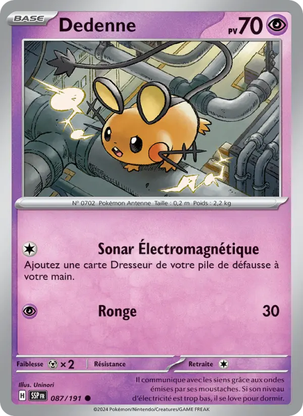 Dedenne — Carte Pokémon 087 Étincelles Déferlantes