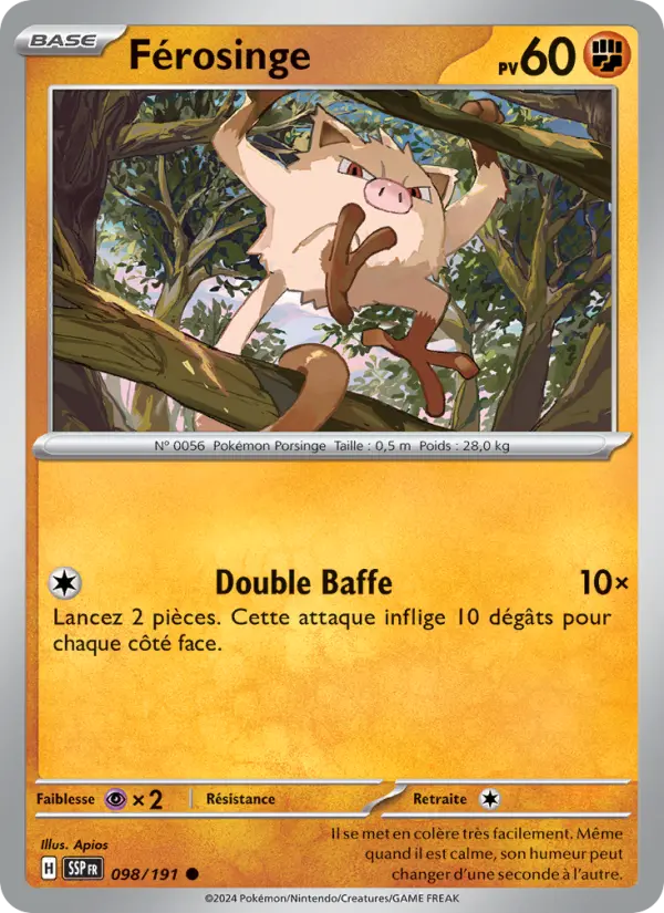 Férosinge — Carte Pokémon 098 Étincelles Déferlantes