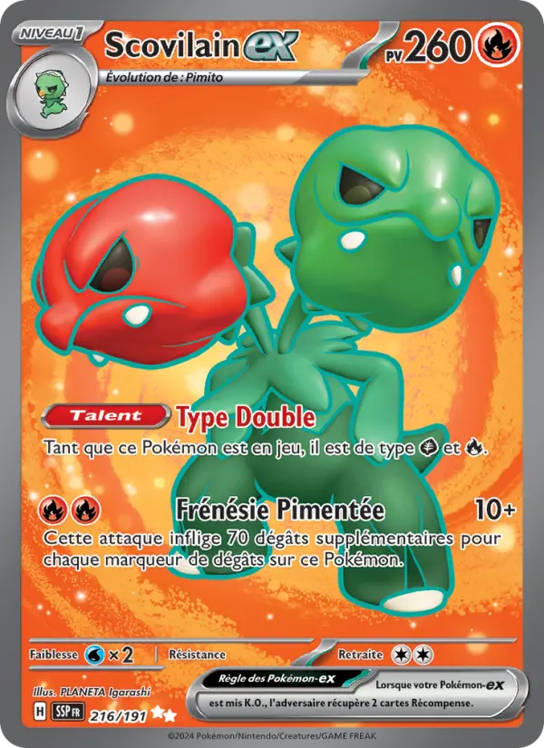 Scovilain-ex — Carte Pokémon 216 Étincelles Déferlantes