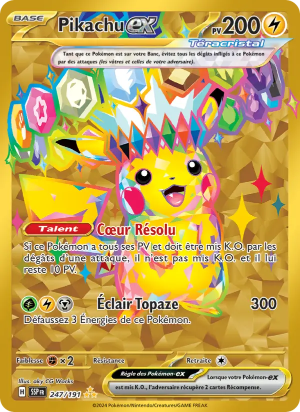 Pikachu-ex — Carte Pokémon 247 Étincelles Déferlantes