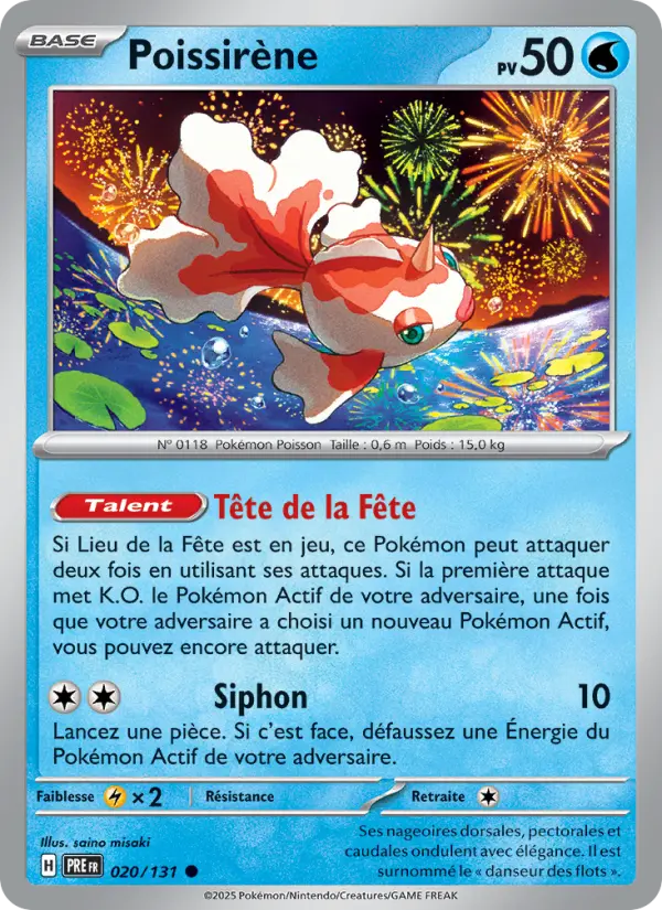 Poissirène — Carte Pokémon 020 Évolutions Prismatiques