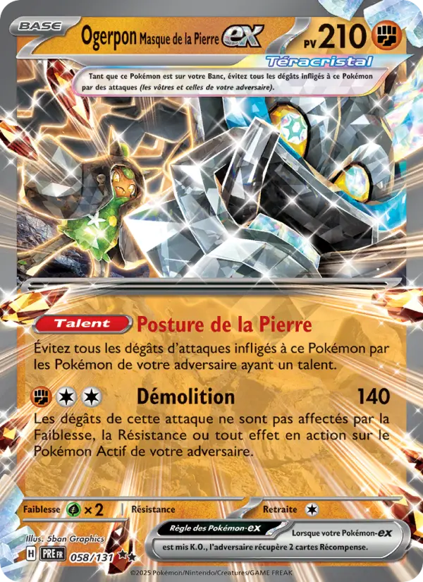 Ogerpon Masque de la Pierre-ex — Carte Pokémon 058 Évolutions Prismatiques