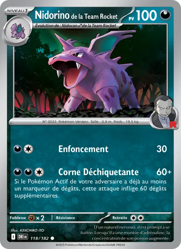 Nidorino de la Team Rocket — Carte Pokémon 118 Rivalités Destinées