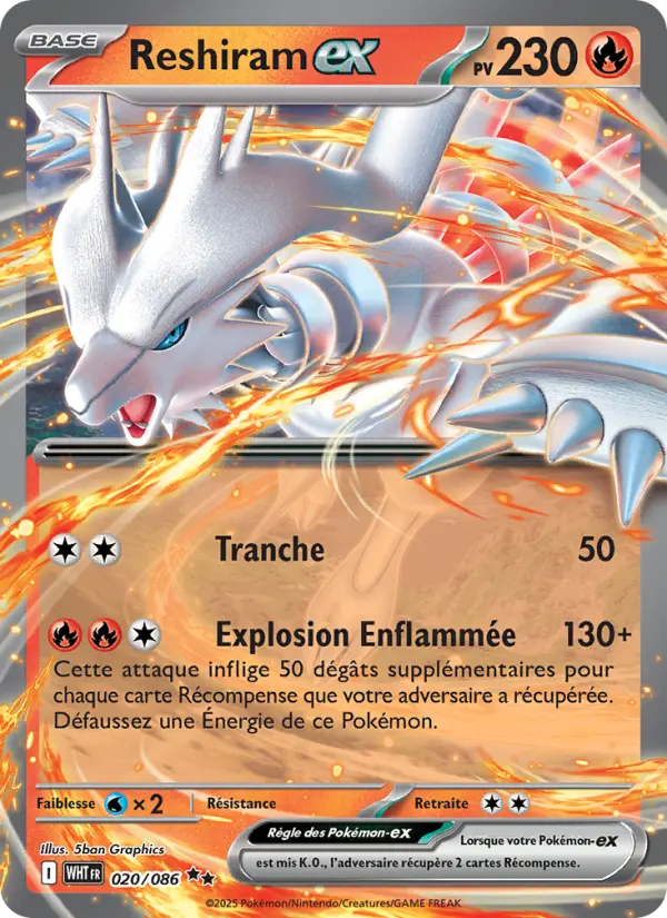 Reshiram-ex — Carte Pokémon 020 Flamme Blanche