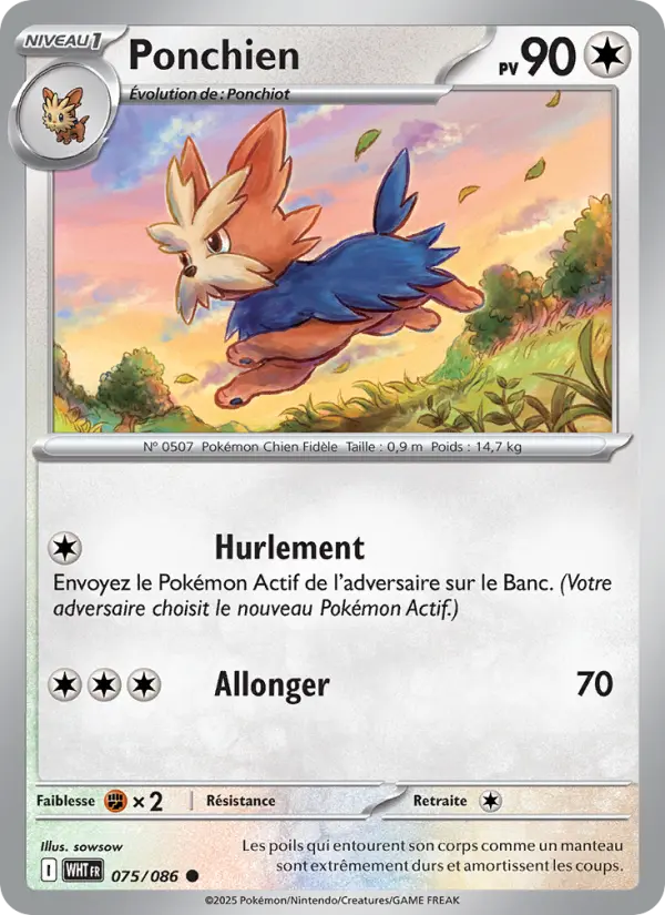 Ponchien — Carte Pokémon 075 Flamme Blanche