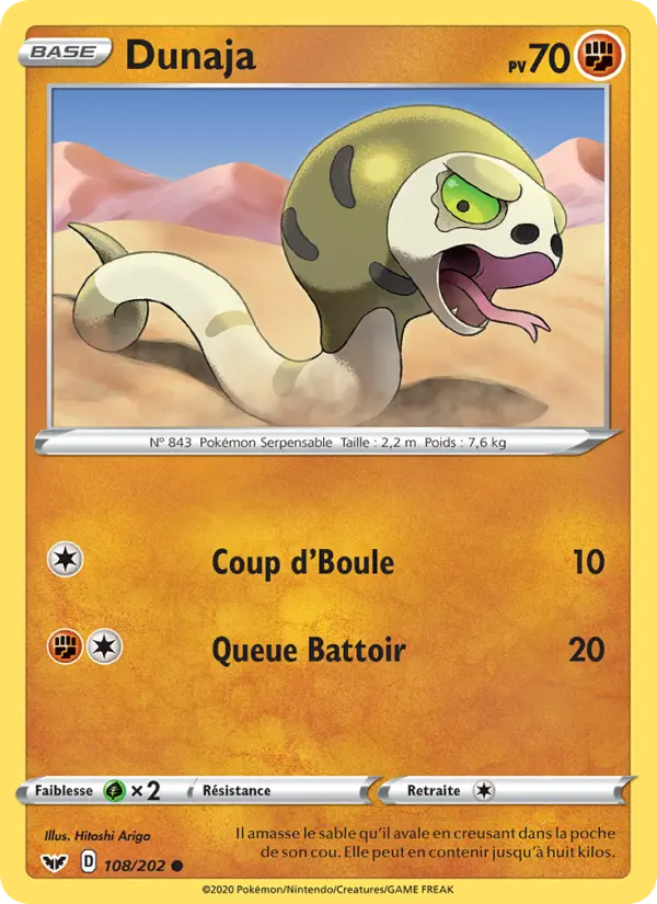 Dunaja — Carte Pokémon 108 Épée et Bouclier