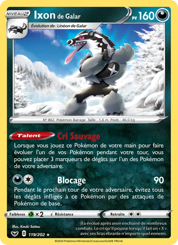 Ixon de Galar — Carte Pokémon 119 Épée et Bouclier