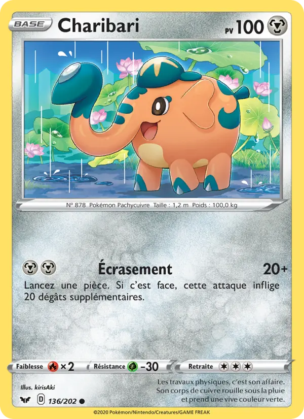 Charibari — Carte Pokémon 136 Épée et Bouclier