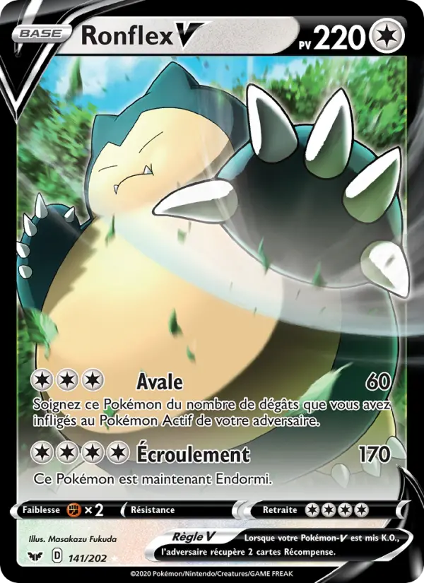 Ronflex V — Carte Pokémon 141 Épée et Bouclier