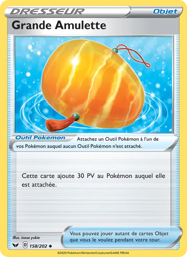 Grande Amulette — Carte Pokémon 158 Épée et Bouclier