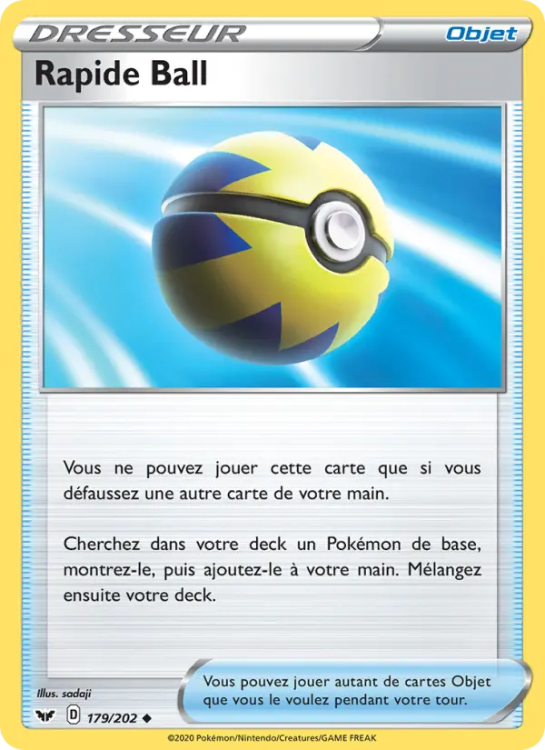 Rapide Ball — Carte Pokémon 179 Épée et Bouclier