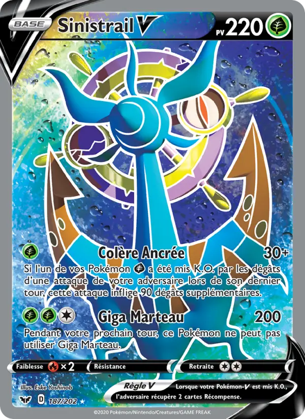 Sinistrail V — Carte Pokémon 187 Épée et Bouclier