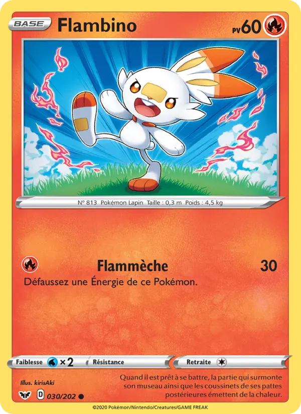 Flambino — Carte Pokémon 30 Épée et Bouclier
