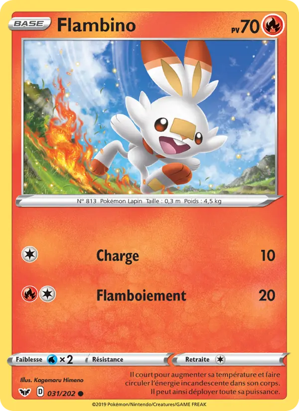 Flambino — Carte Pokémon 31 Épée et Bouclier